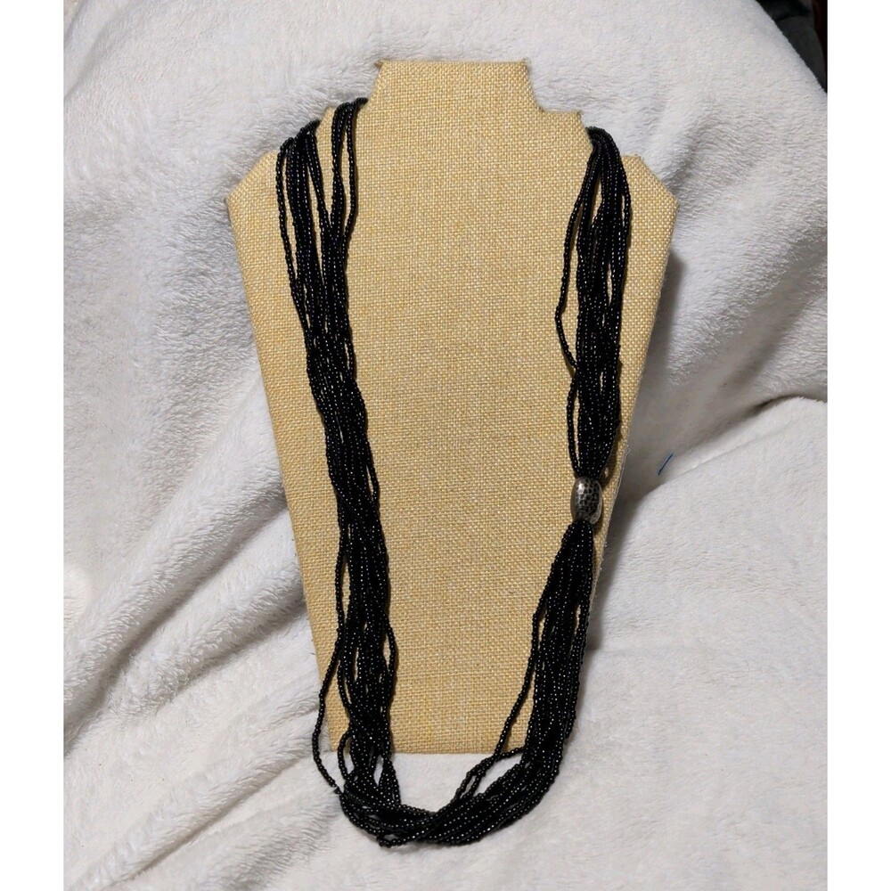 Silpada Black Seed Bead and Sterling Silver Bead Necklace Retired N1570